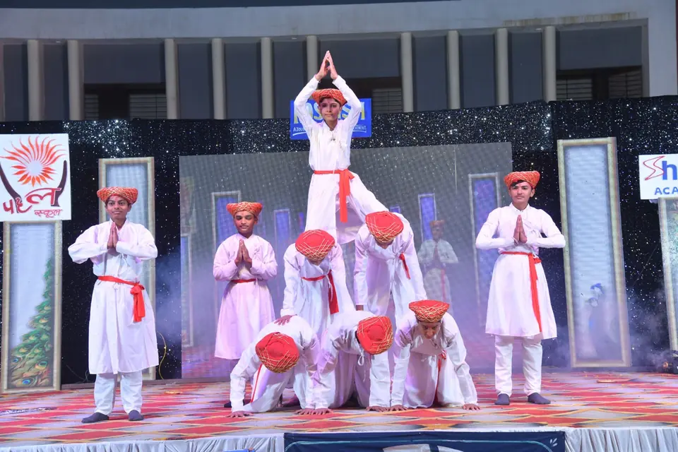 Students forming a human pyramid at Koshish